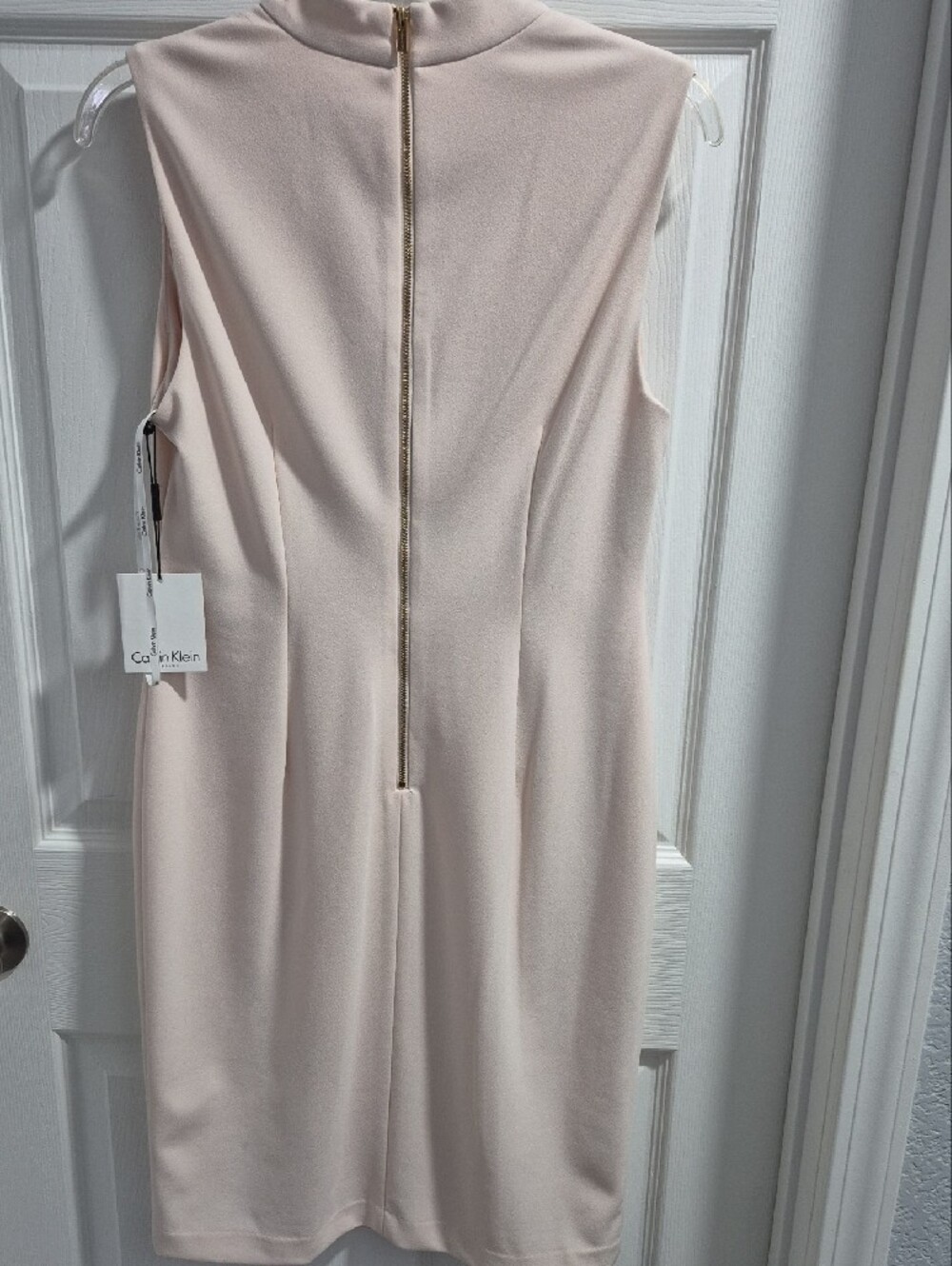 Pink Calvin Klein Blush Pink Sleeveless Mock-Neck Midi Dress - Picture 4 of 6